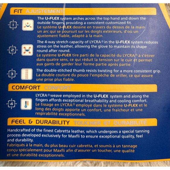 Maxfli Touch Right Hand Golf Glove Mens ML U-Flex Lycra Weave Cabretta Leather - Picture 5 of 10